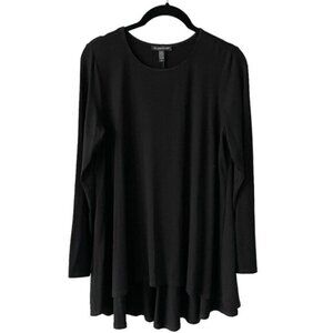 Eileen Fisher Stretchy Long Sleeve Blouse Round Neck Casual Black Small